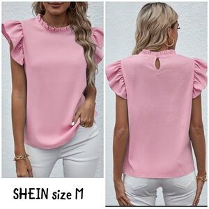 SHEIN pink Ruffle short Sleeve Women's Tops Sz M